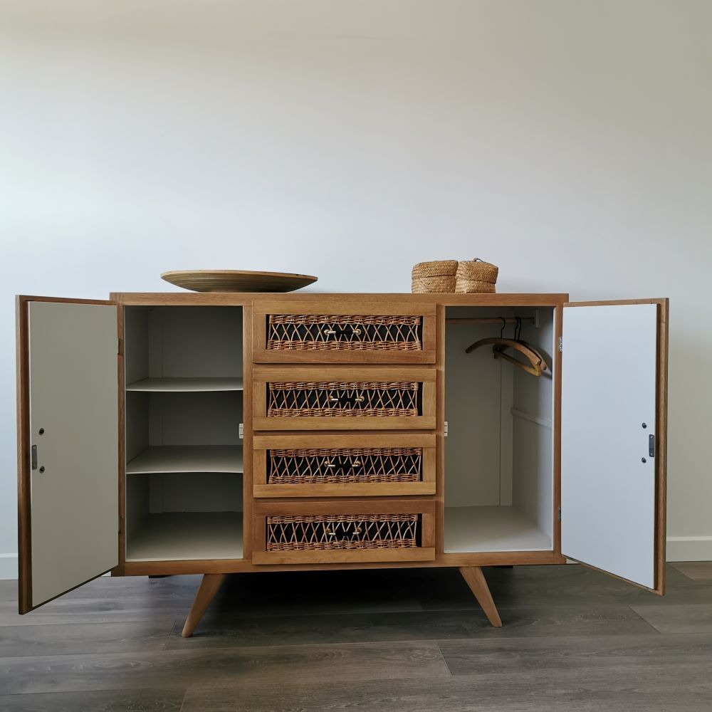 Rattan storage unit
