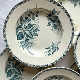 6 hollow plates in blackberry iron earth, Badonviller circa 1900