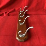 Vintage wooden wall coat rack - 4 hooks