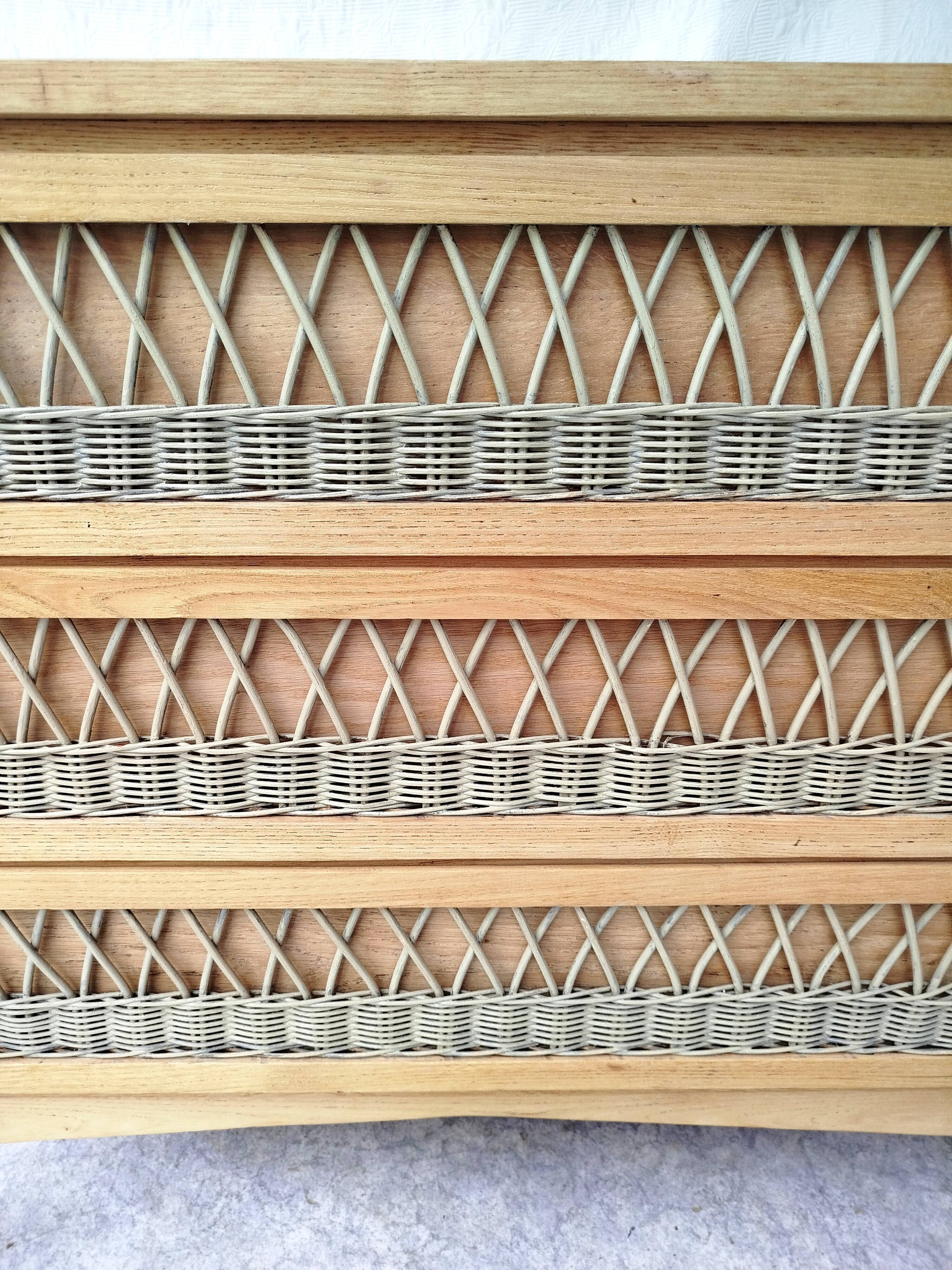 Authentic vintage rattan chest of drawers