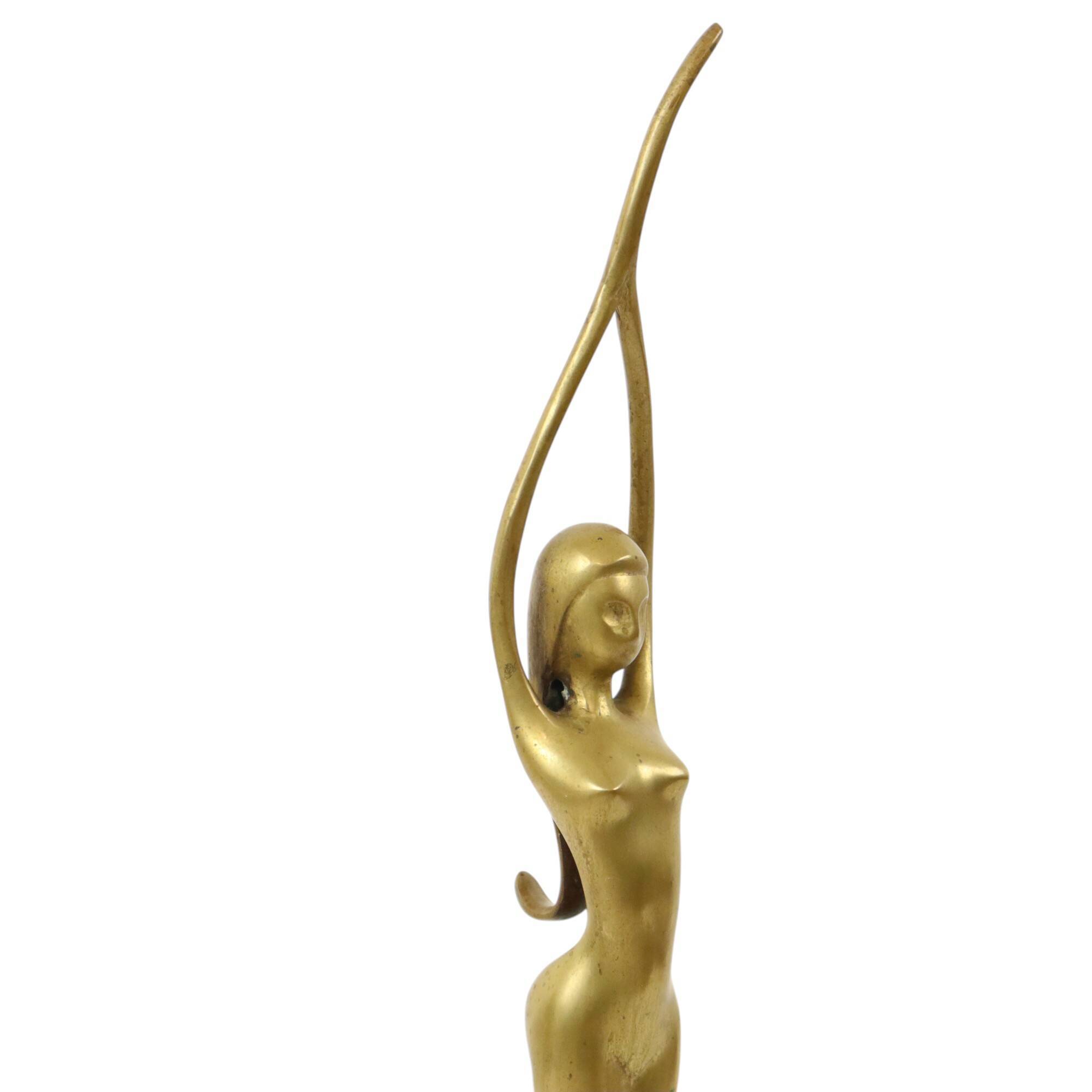 Abstract Image Nude Woman Ballerina Art Deco Style Brass 51cm