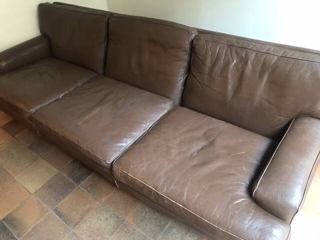 4-seater brown leather canapé Arne Norell Model Merkur