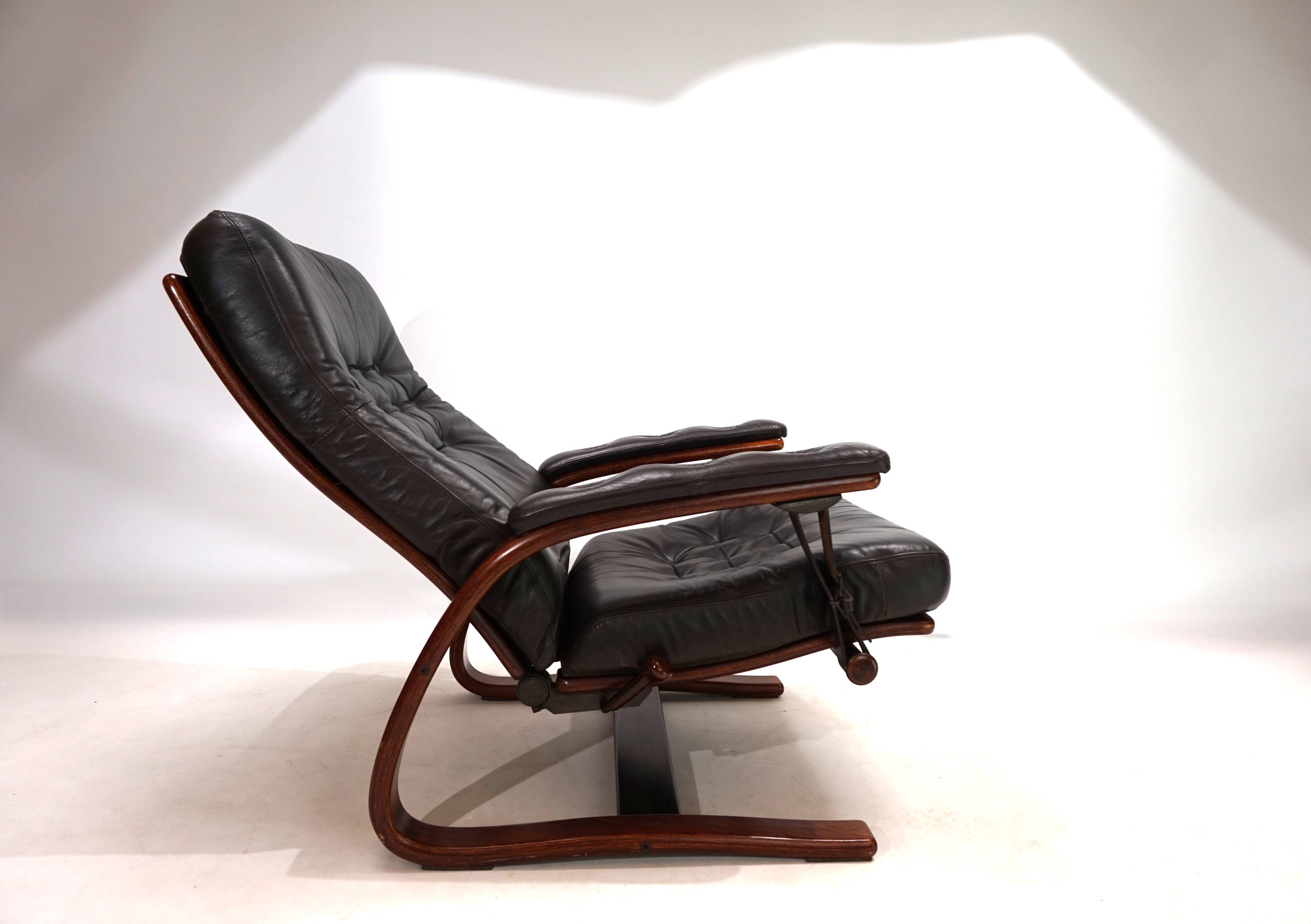 Westnofa Panter Leather Lounge Chair with Ottoman by Arnt Lande, 1970s