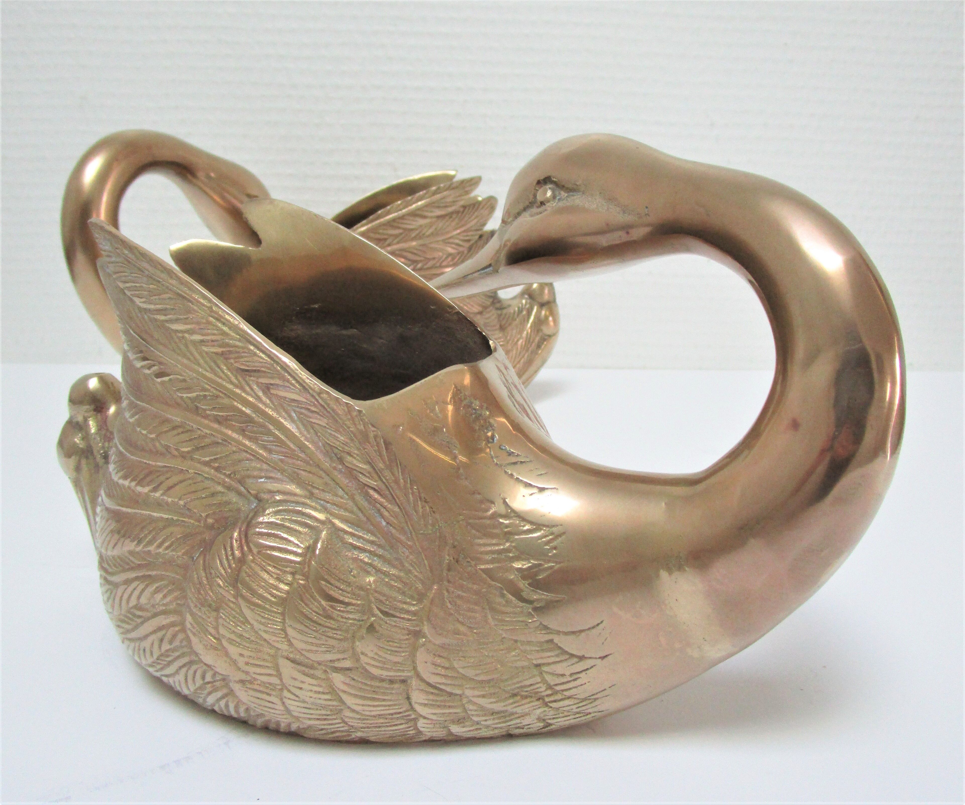 Two vintage solid brass brass zoomorphic pot pot cache