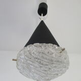 Conical suspension in metal and frosted glass design 60s - 70s