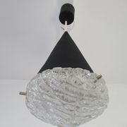 Conical suspension in metal and frosted glass design 60s - 70s