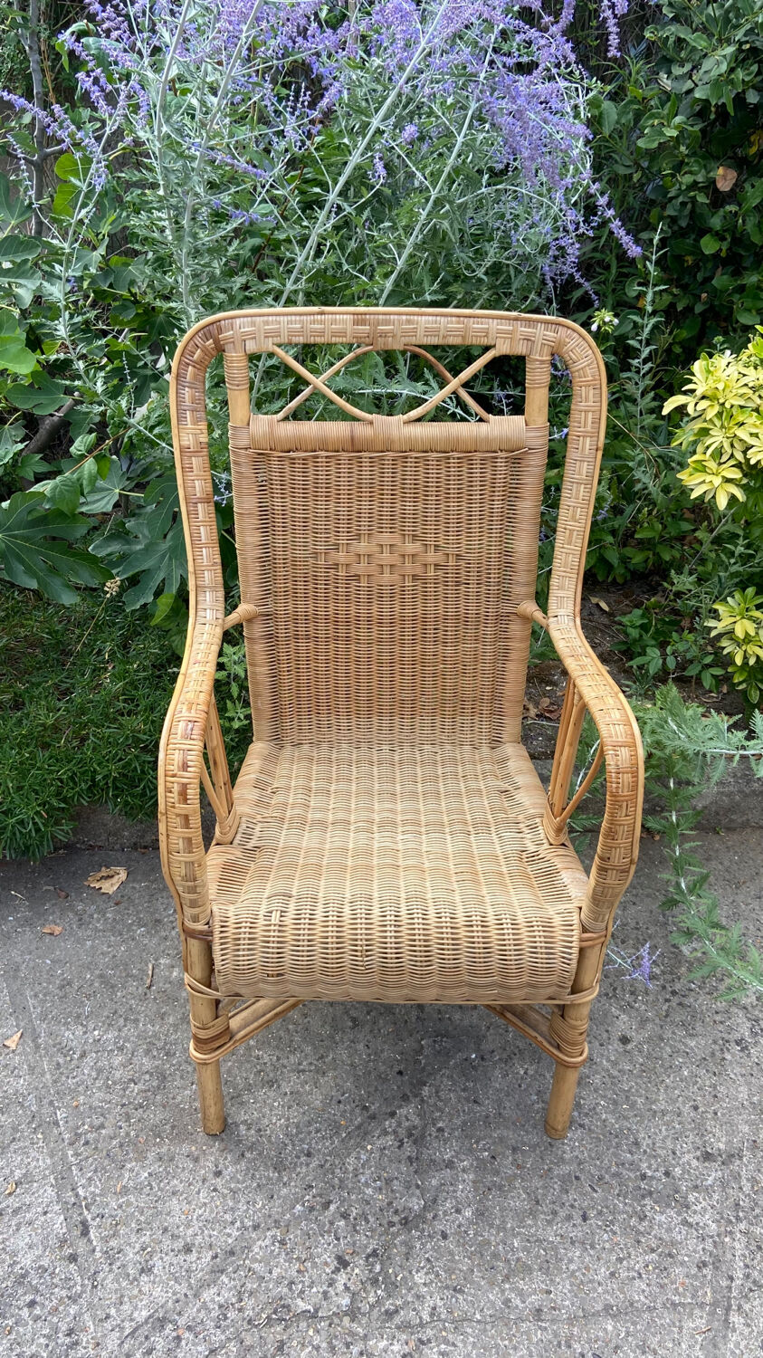 Adult vintage rattan armchair