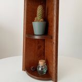 Vintage corner wall shelf in solid oak