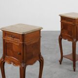 Pair Louis XV‑Style Nightstands with Marble Tops, France ca. 1900