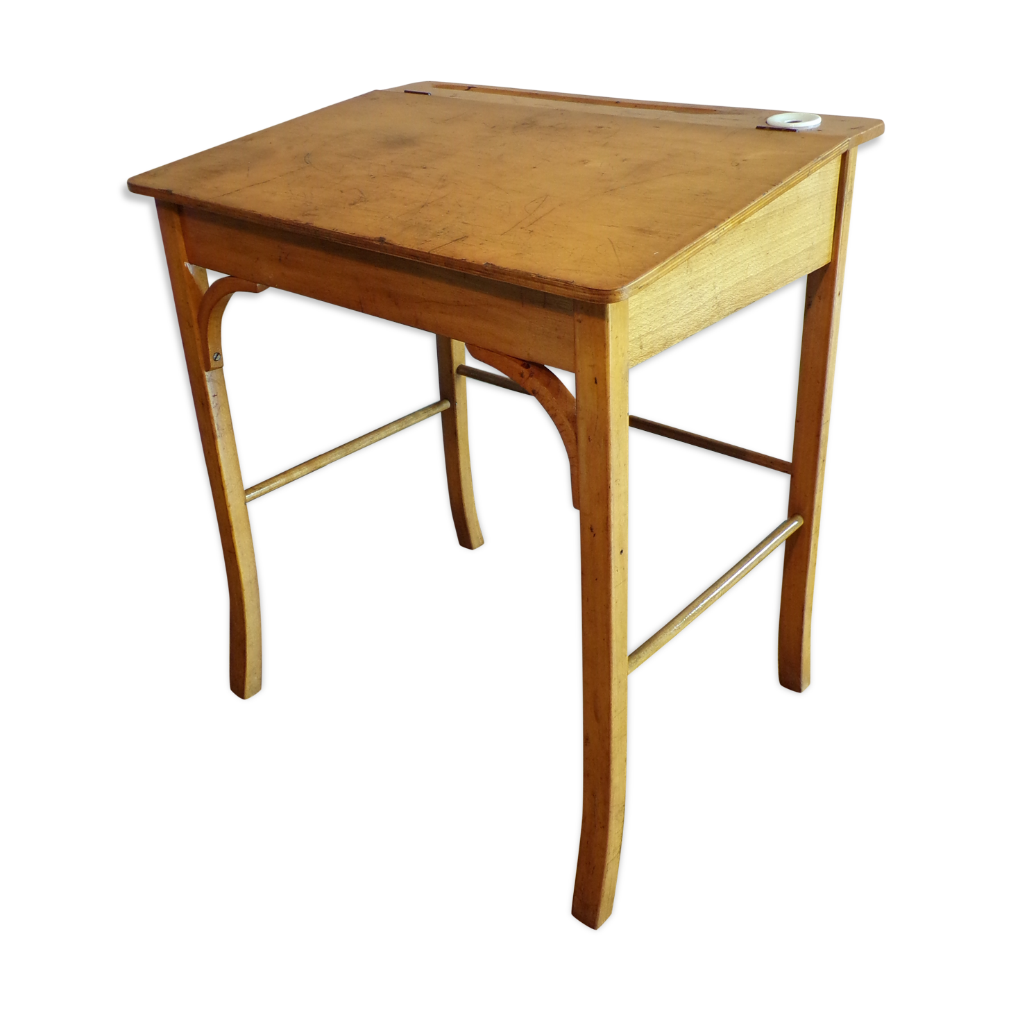Vintage children's desk with ink