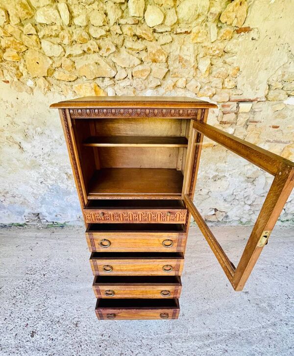 Meuble de rangement vitrine à 5 tiroirs style directoire