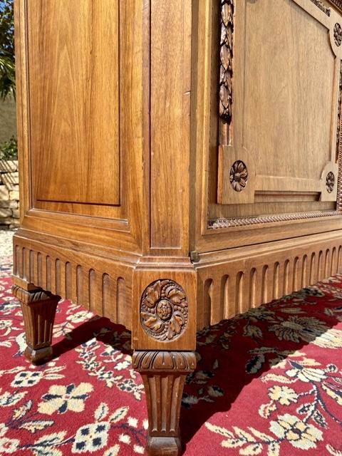 Louis XVI-style walnut library showcase