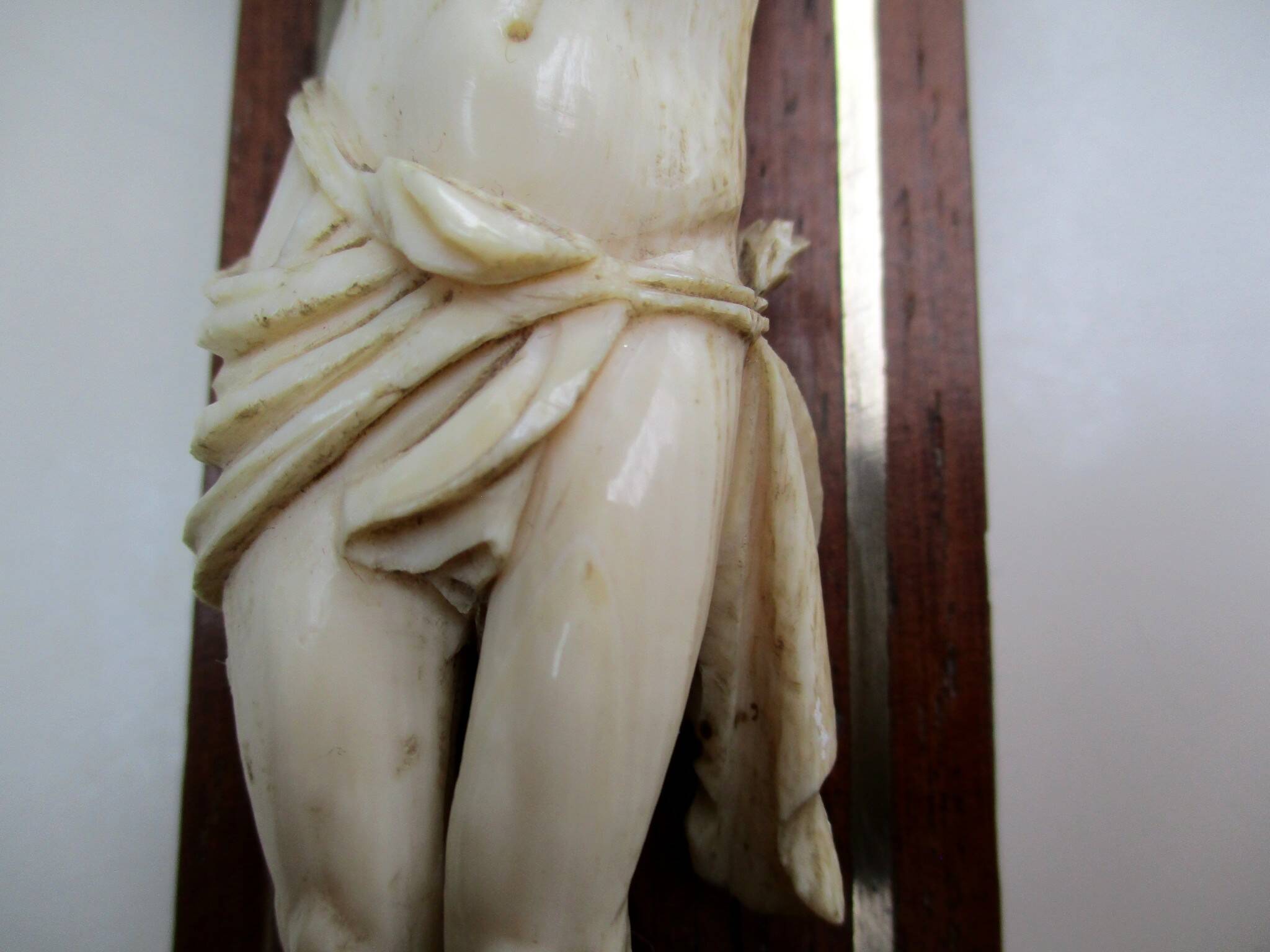 Crucifix 19th century wood brass - carved Christ