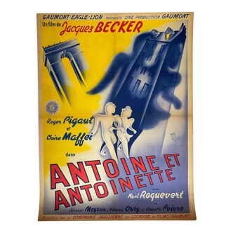 Original cinema poster "Antoine and Antoinette" Jacques Becker 60x80cm 1947