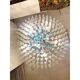 Lustre contemporain en verre triedro murano transparent et bleu ligh-blue