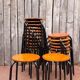 Vintage black wooden and metal stool, 1970s.