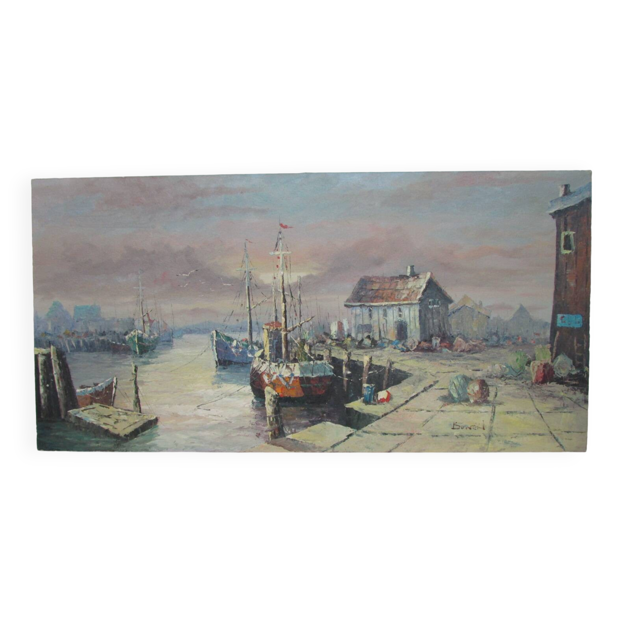 Marine painting, oil painting, signed BONEN