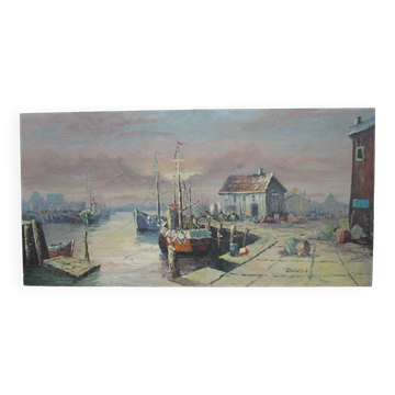 Marine painting, oil painting, signed BONEN