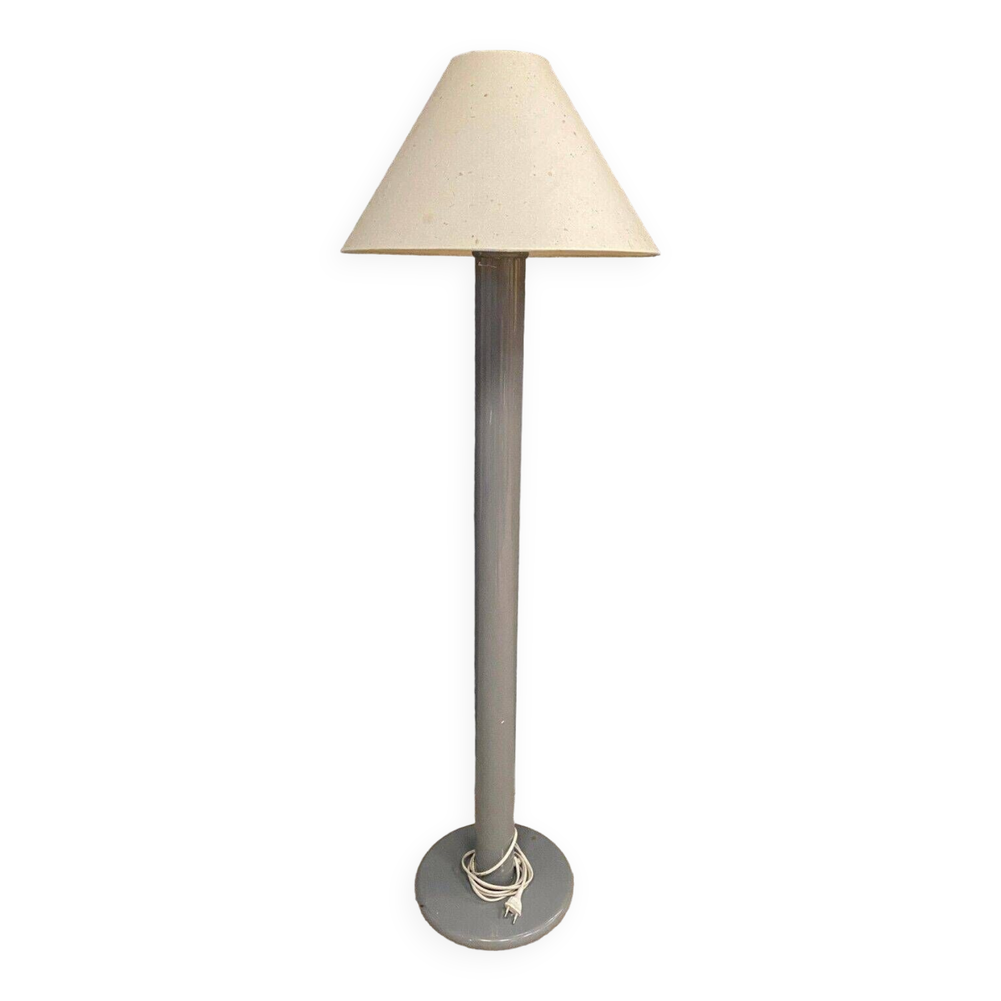 Wooden floor lamp 1980 central shaft gray patina