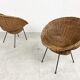 Vintage italian wicker lounge chairs, set of 2 - 1960