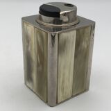 Large Vintage Collection TABLE LIGHTER in chrome-plated metal and horn