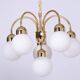Mid-Century Chandelier in Brass and Opaline Glass, Czech, 1950s