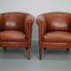 Vintage Dutch Leather Club Chairs, Set of 2