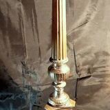 Lamp base, church candlestick in bronze, silver plated, Neo-Gothic style