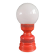 Vintage globe lamp with a metal base, perforated and lacquered in red.