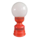 Vintage globe lamp with a metal base, perforated and lacquered in red.