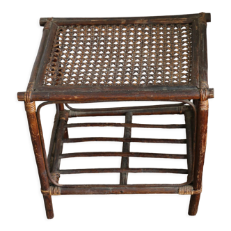 Side table in bamboo and canning, 60s/70s