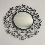Miroir en fer forgé noir chaty vallauris années 50