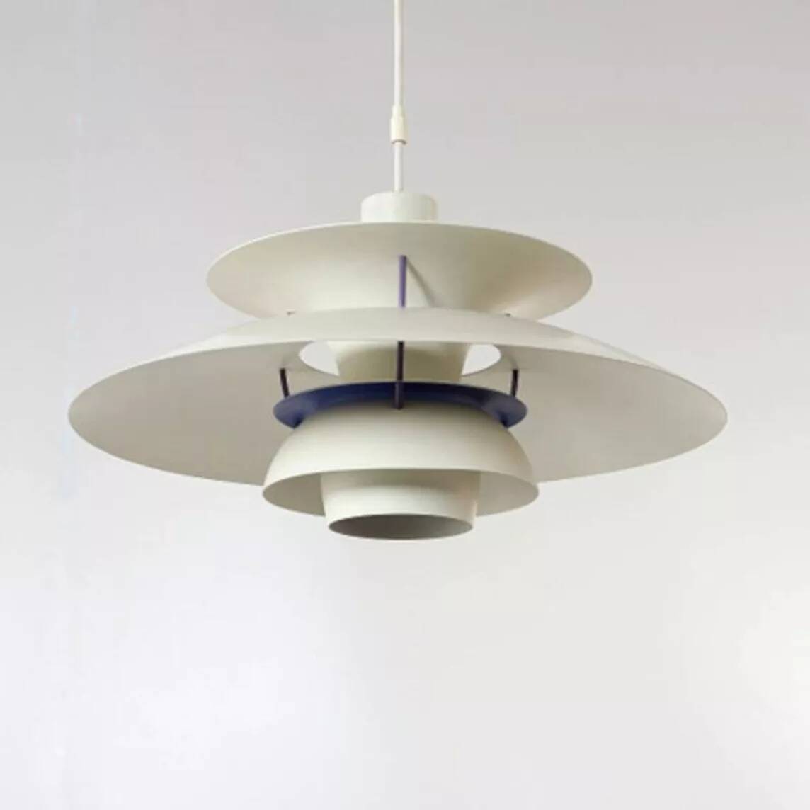 PH5 vintage Scandinavian white suspension by Poul Henningsen from the 1980s.