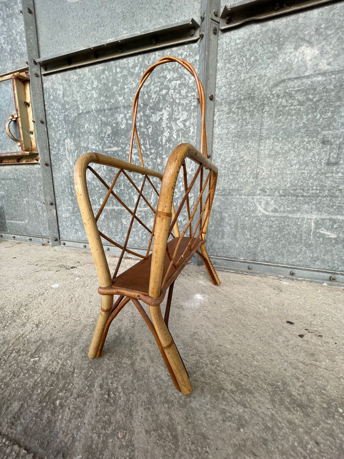 Vintage rattan magazine rack