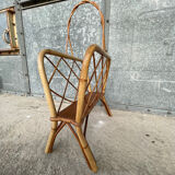 Vintage rattan magazine rack
