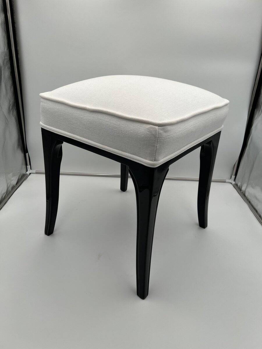Art Deco Stool in Black Lacquered Oak, France, 1940s
