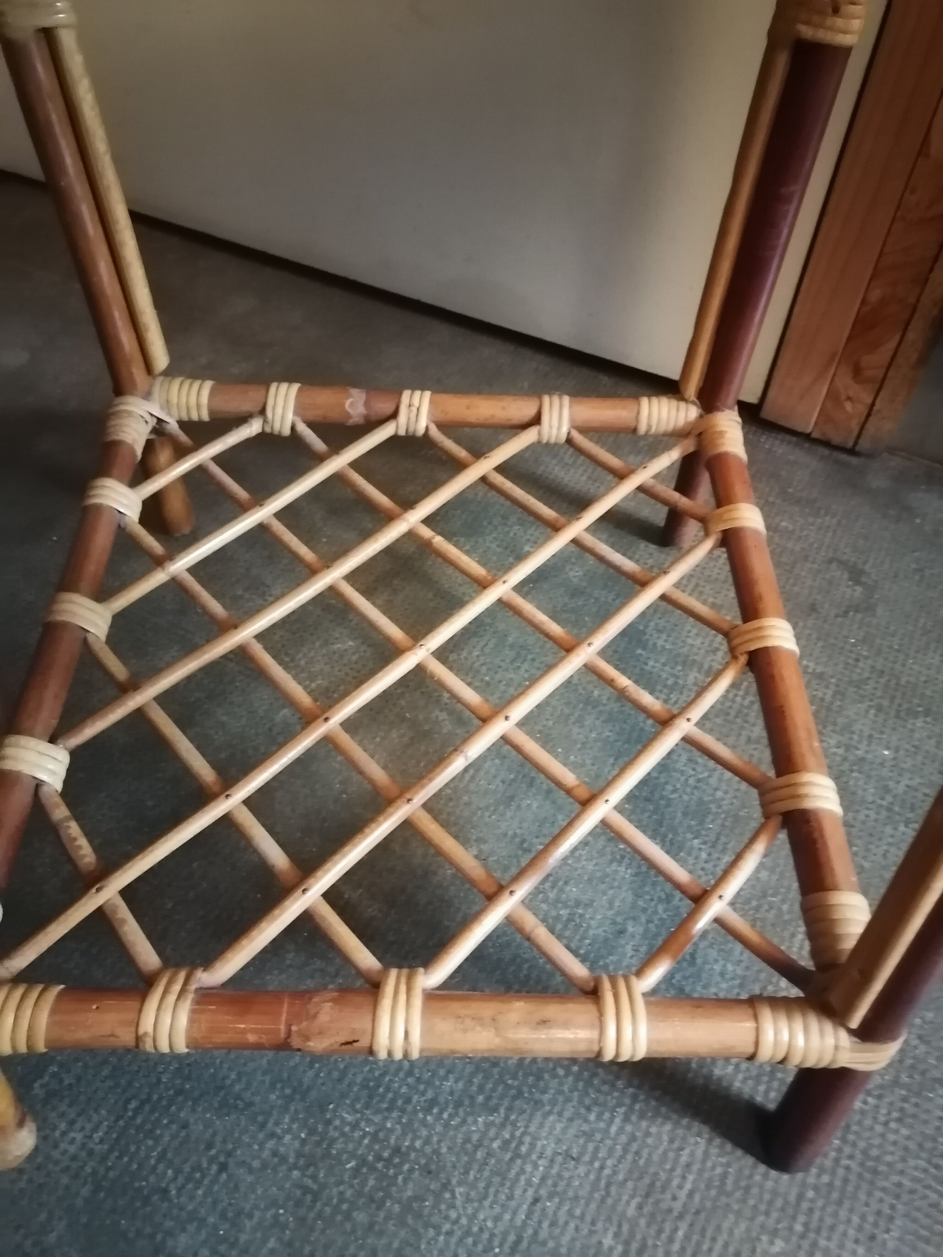 Vintage rattan wicker bedside table 1960 1970