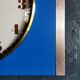 Vintage formica clock rectangular silent wall clock "Jaz golden blue"