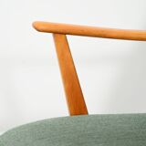 Scandinavian Beech Armchair with green wool upholstery, 1950-60s
