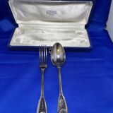 silver metal spoon and fork box