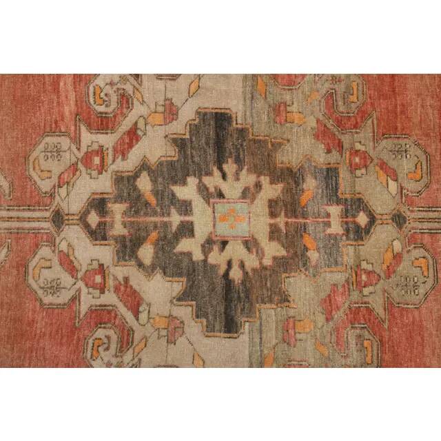 1970s Vintage Turkish Oushak Handmade Wool Cotton Red Area Rug 235x392