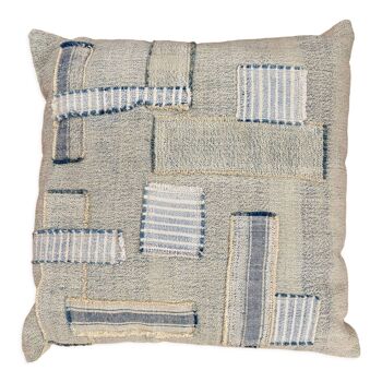 Old canvas cushion woven kilim style, patched