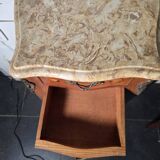 Louis XV style curved bedside table in marquetry