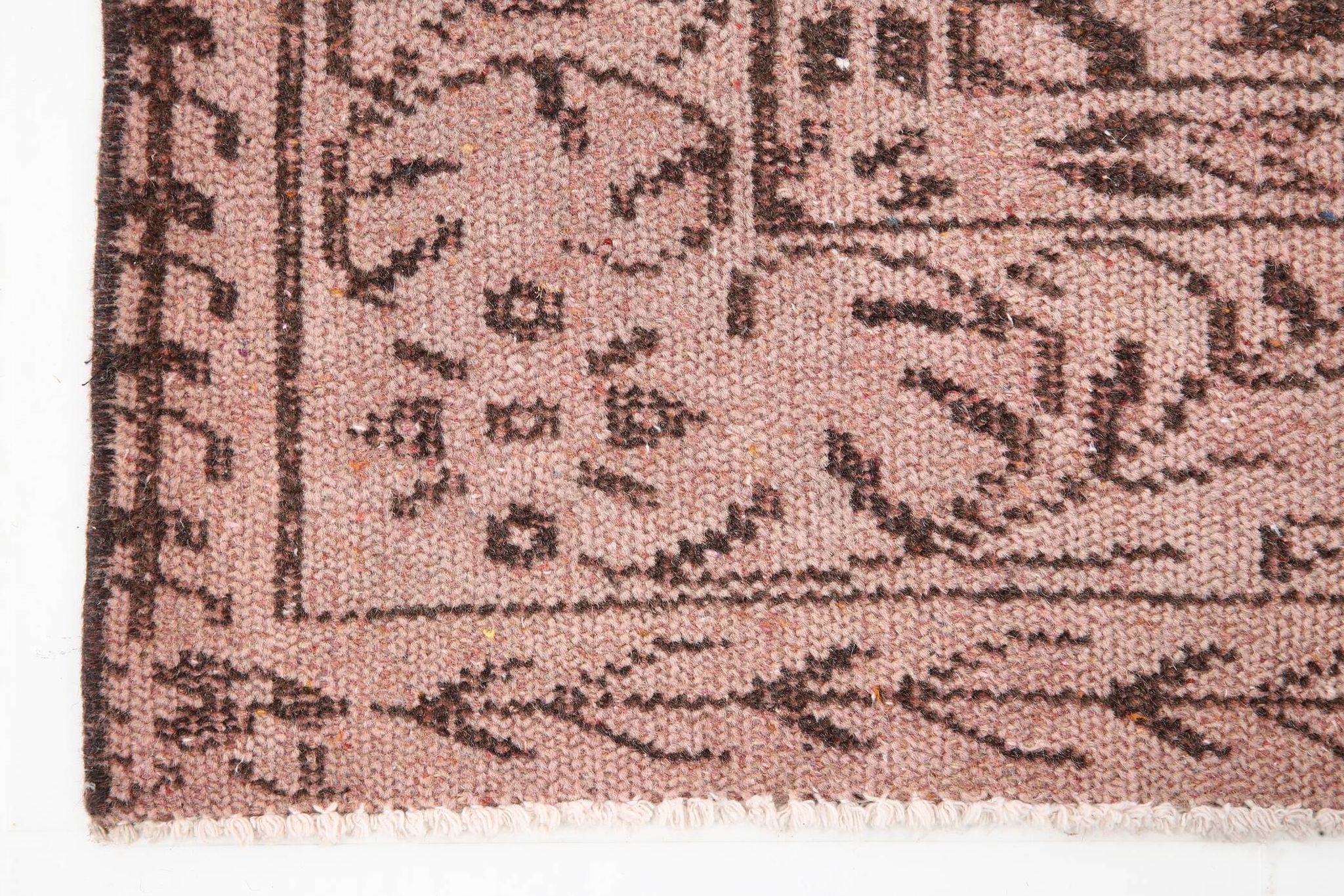 Tapis Vintage Kilim Rose Poudré Motifs Anatoliens, 176x282
