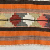 Pink & Brown Turkish Vintage Kilim Runner Rug, 77x387Cm