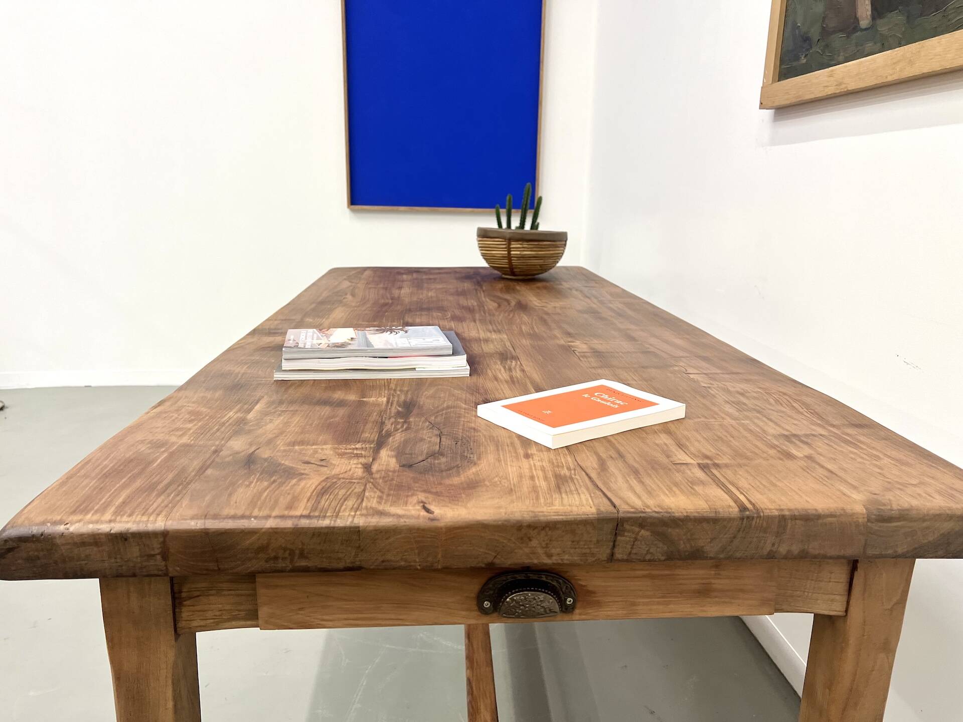 Antique farmhouse table in solid cherry wood