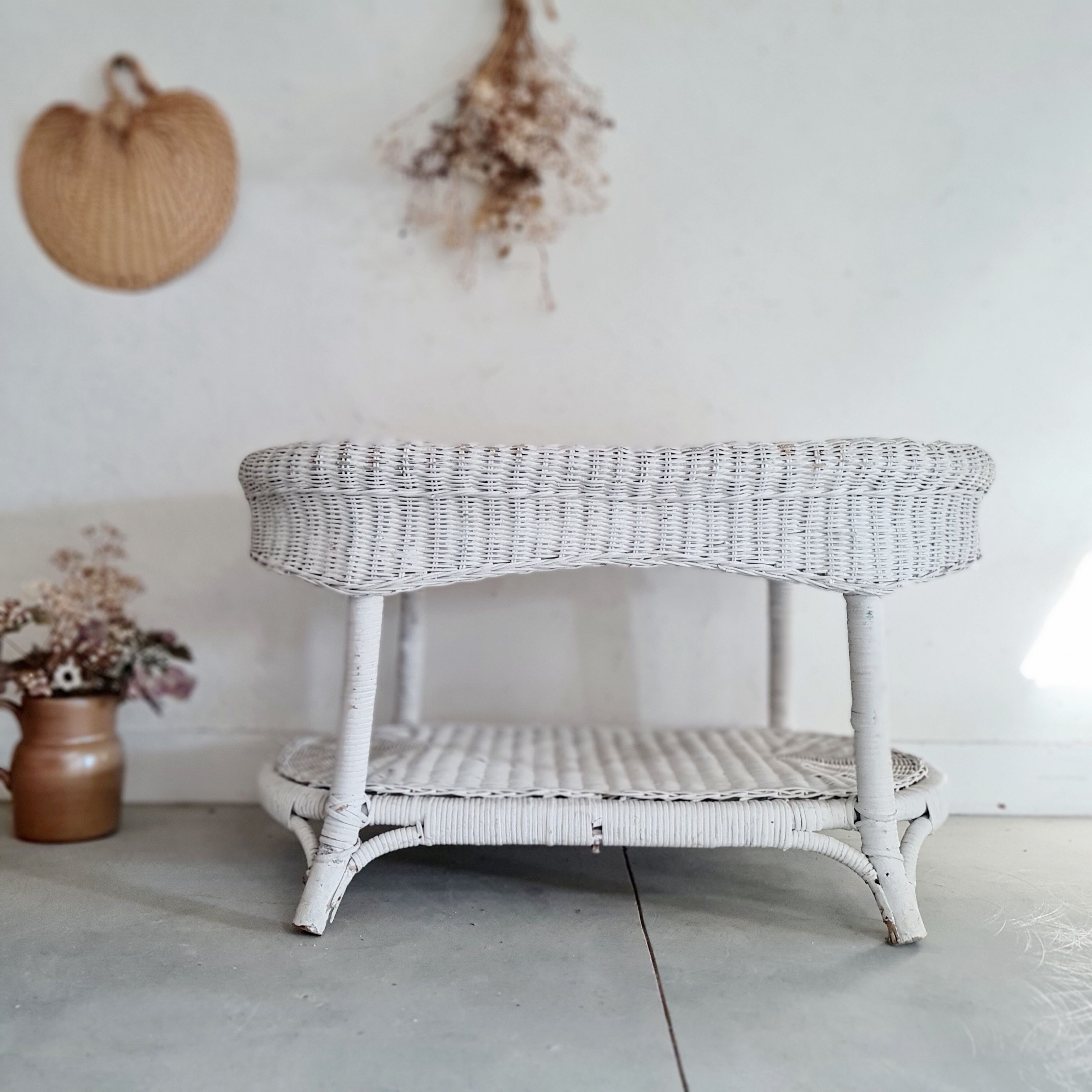 White low rattan table
