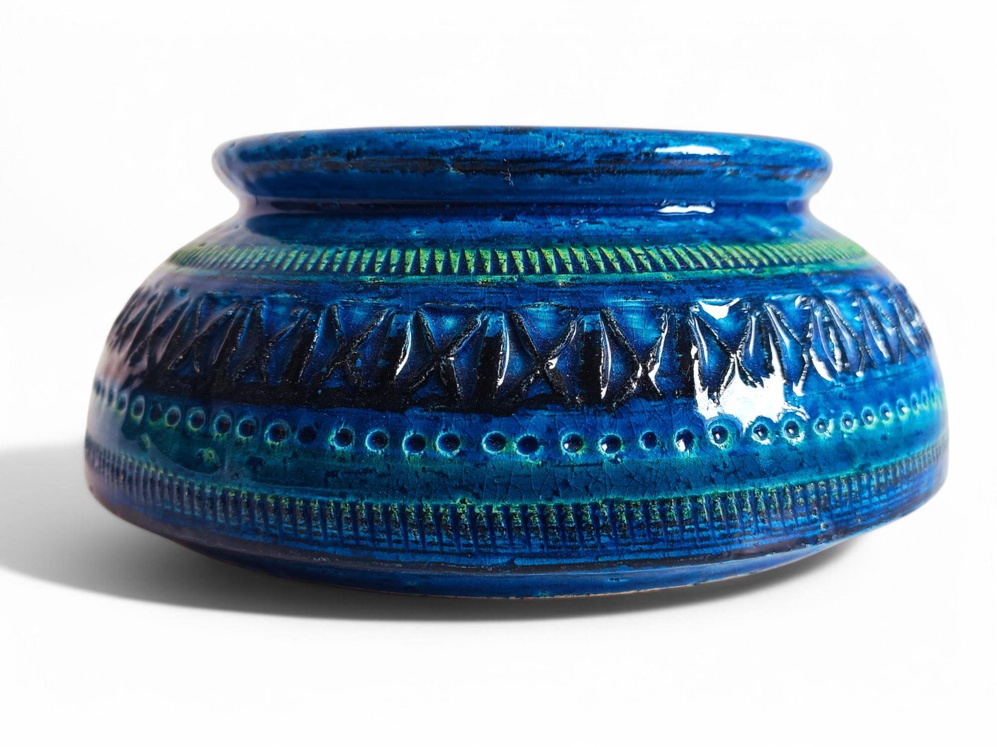 Bitossi Large Ashtray by Aldo Londi, Rimini Blu Ceramic, Italy, 1960s