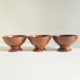 Set of 3 vintage ceramic arts brown piedouche bowls