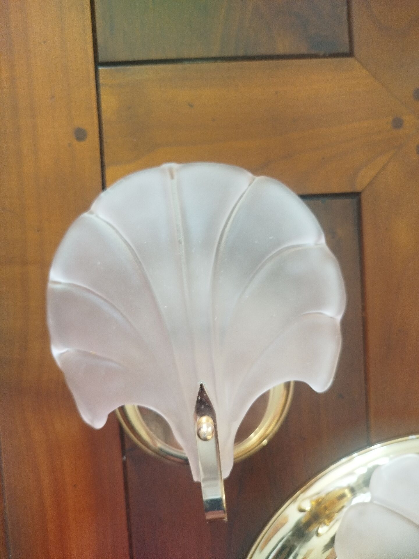Rare set of wall sconces and shell ceiling light.